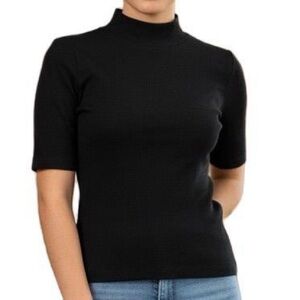 GAP teen Black Ribbed Mock Neck Short Sleeve Top Juniors Shirt Size teen 14 16